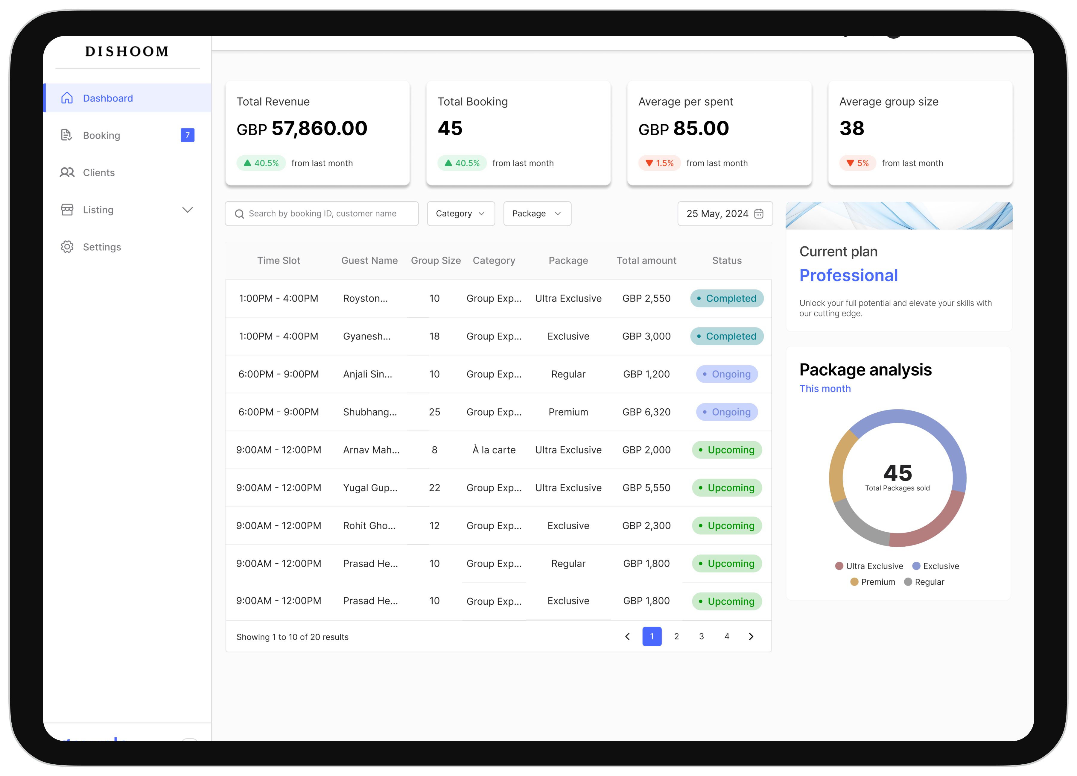 Platform Interface on Tablet